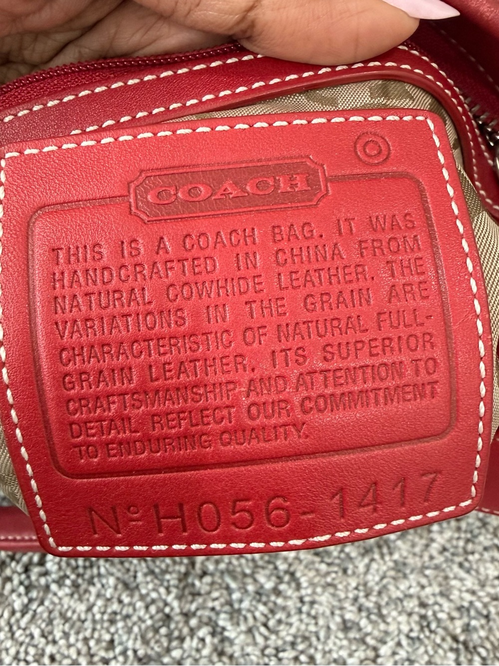Vintage Coach Red GenuineLeather Y2K Silver Hardware Zip Close Shoulder Bag 1417 - Picture 9 of 15